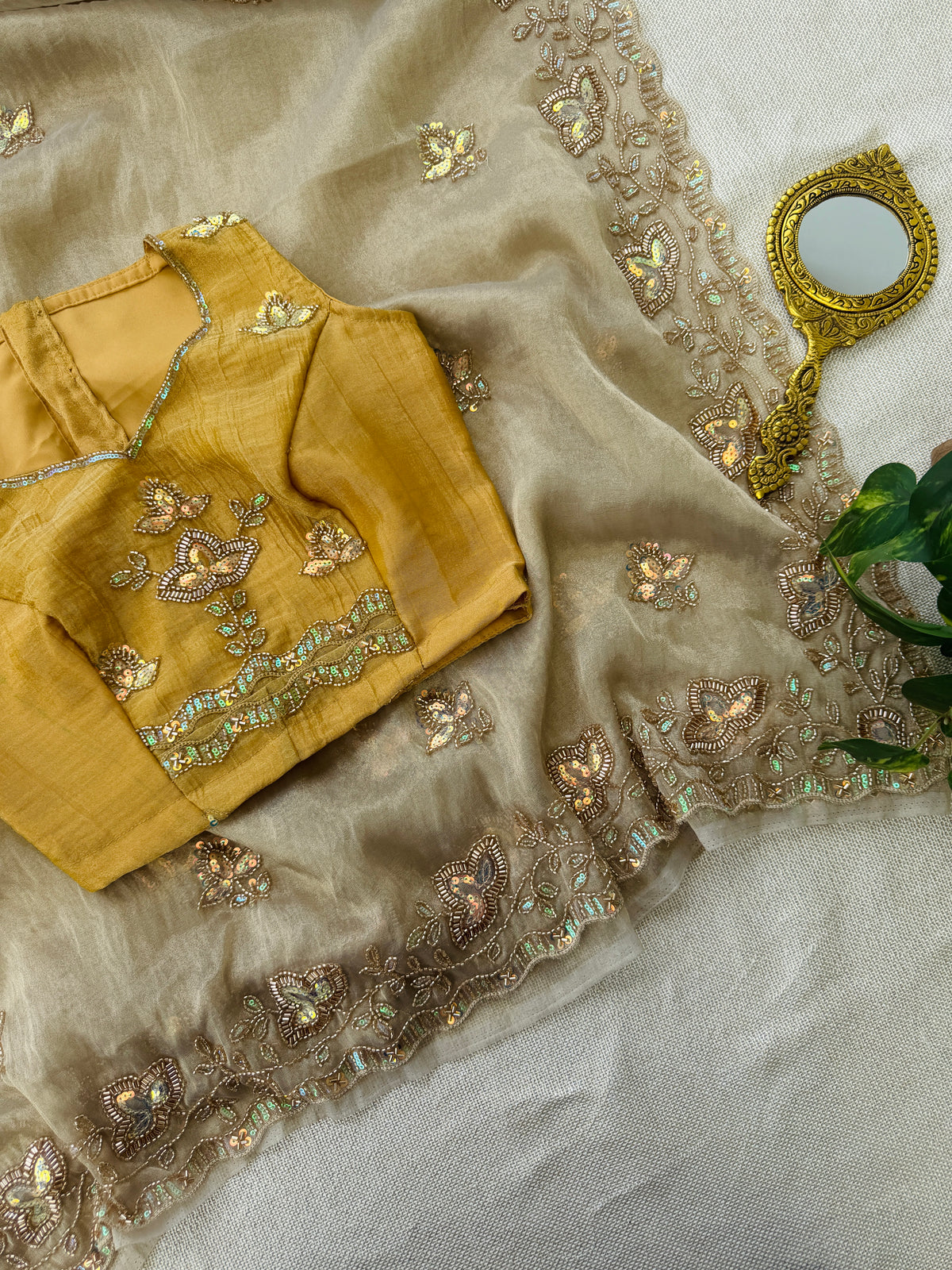 MBS038 - Tissue Saree ( Unstitched blouse )