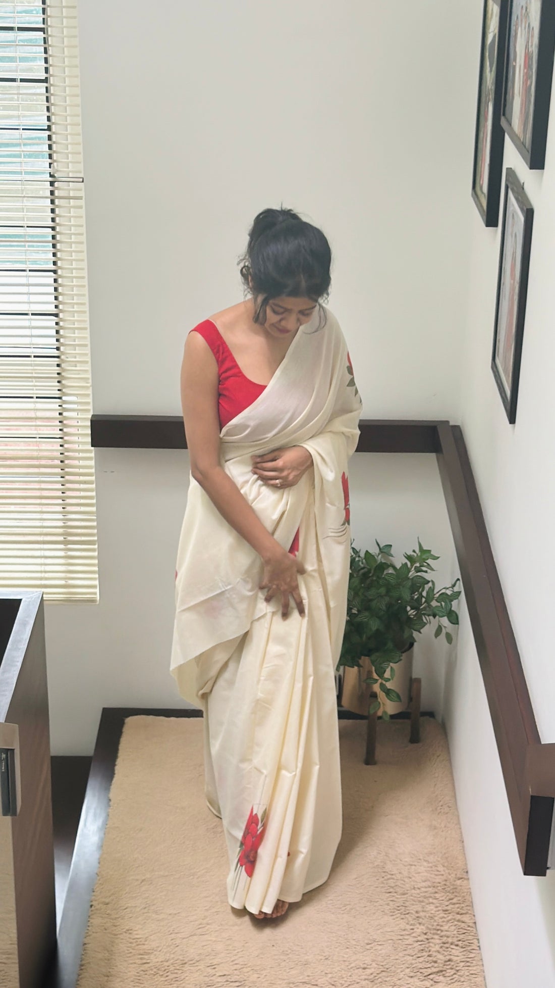 MBS009 - Onam Kerala Saree ( Unstitched blouse )