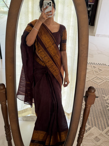Kaapi Saree - Sungudi Sarees ( unstitched blouse )