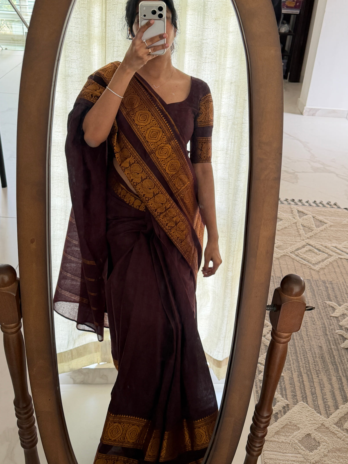 Kaapi Saree - Sungudi Sarees ( unstitched blouse )
