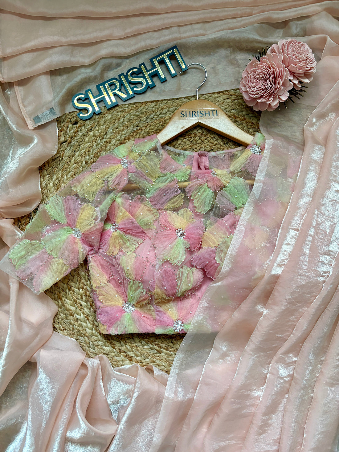 Orchid - Organza Partywear ( Unstitched blouse )