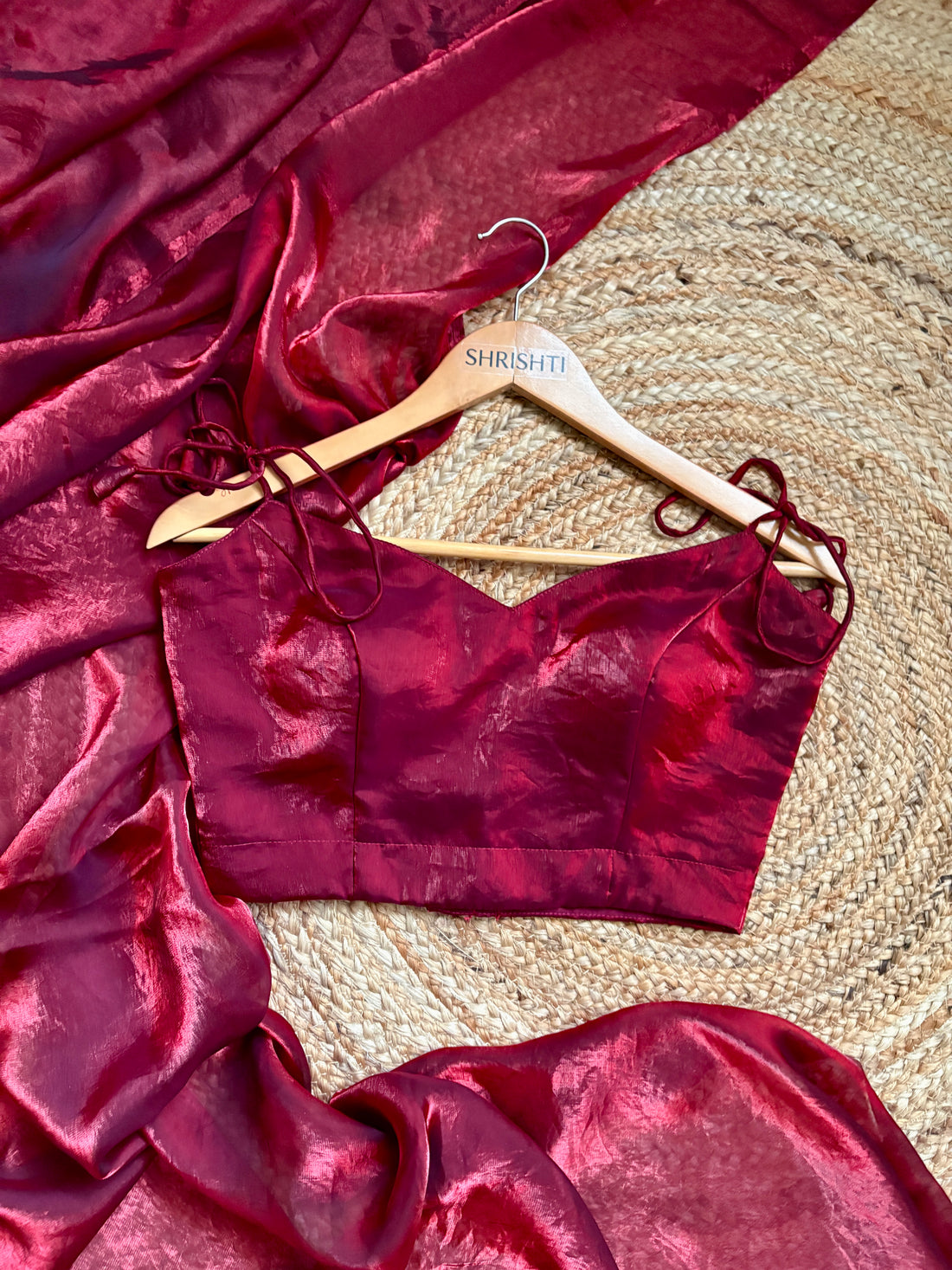 Poppy Red - Partywear ( Unstitched blouse
